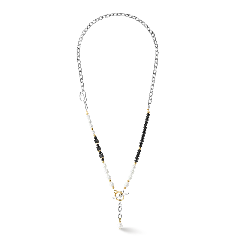 trendy gold chain necklaces -Art Deco Elegance necklace bicolour