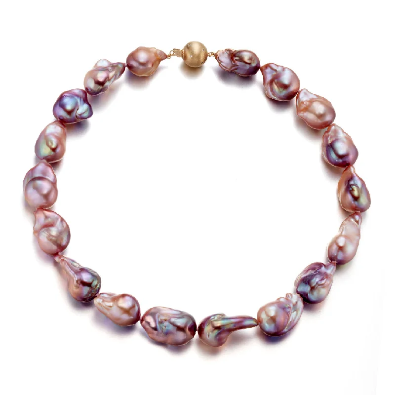 family birthstone necklaces -Baroque Pink Mauve Pearl Necklace