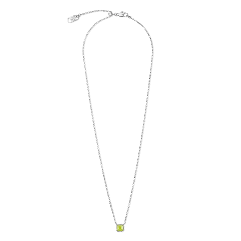 romantic silver necklaces for girls -Birthstone August Necklace Green Jade Silver