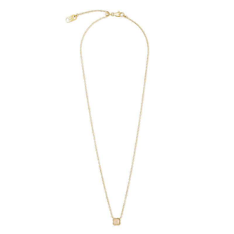 unique gold necklaces for fashionistas -Birthstone June Necklace Cream Jade Gold