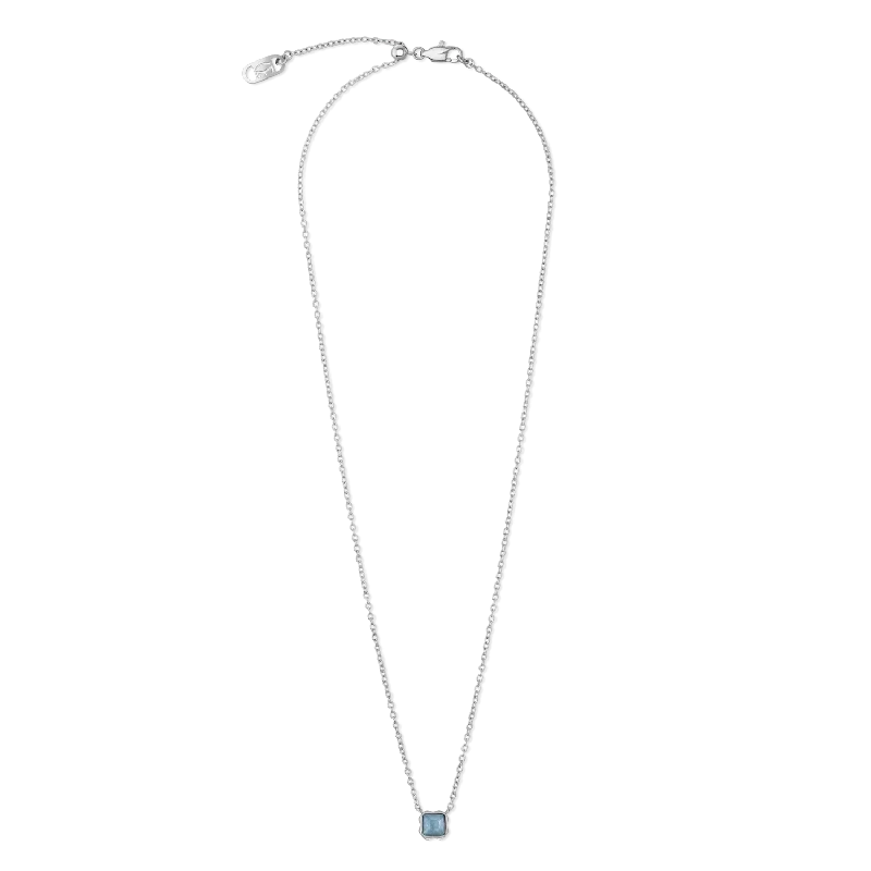 gold necklaces with precious stones -Birthstone March Necklace Blue Aventurine Silver