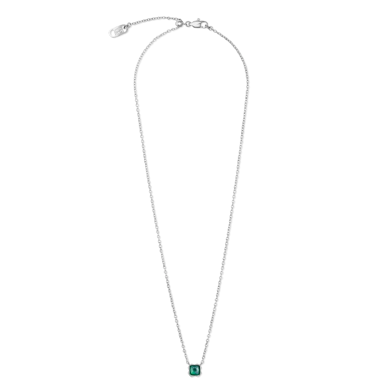 trendy pendant necklaces for casual wear -Birthstone May Necklace Green Agate Silver