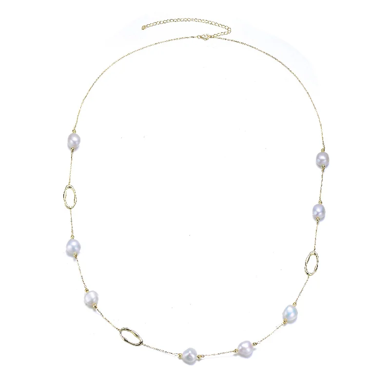 modern gold necklaces -Brigitte Dainty Golden Pearl Necklace