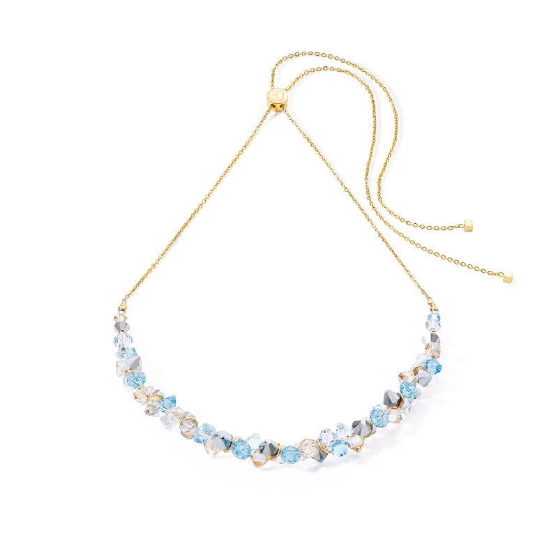 custom-made diamond necklaces -Dancing Crystals necklace gold aqua