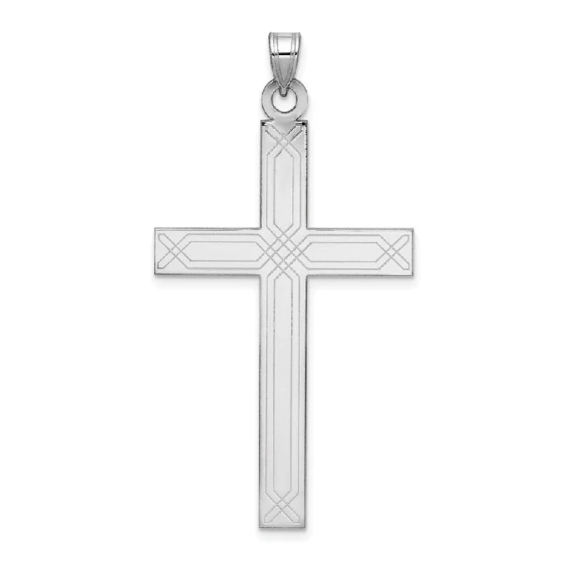 luxury birthstone necklaces -Diamond2Deal 14K White Gold Cross Pendant (L- 48 mm, W- 25 mm)