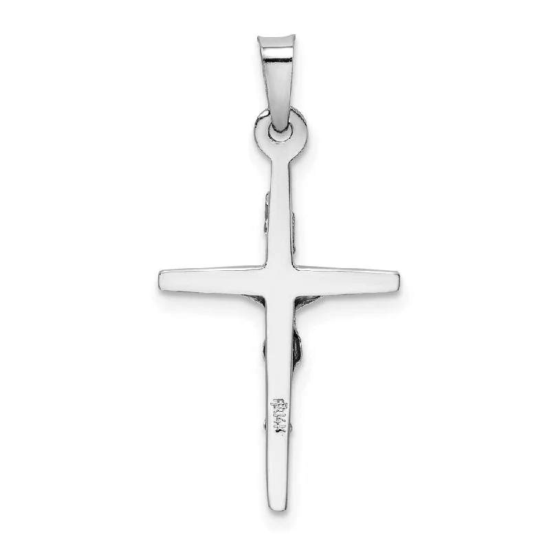 trendy necklaces with colorful beads -Diamond2Deal 14K White Gold INRI Crucifix Pendant (L- 30 mm, W- 15 mm)