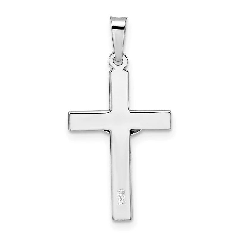 personalized necklaces with charms for girls -Diamond2Deal 14K White Gold Solid INRI Striped Crucifix Pendant (L-27.45mm, W-13.85mm)