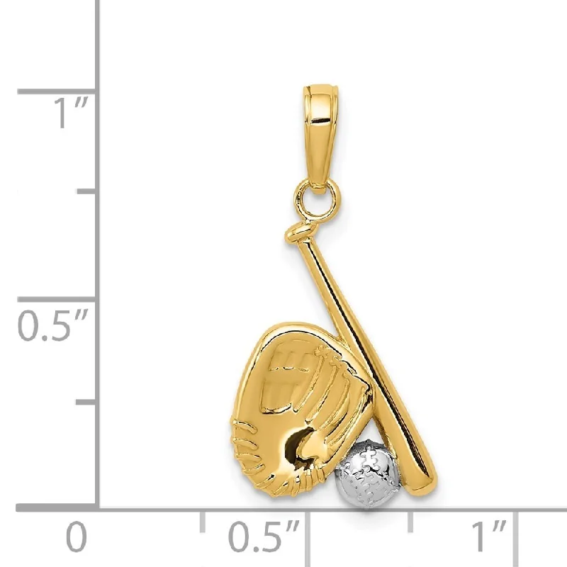 romantic heart necklaces for gifts -Diamond2Deal 14K Yellow Gold Baseball Bat And Glove Pendant (L- 21 mm, W- 13 mm)