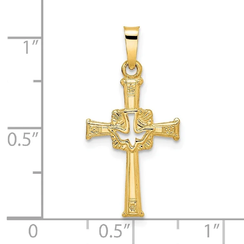 gold necklaces for family gifts -Diamond2Deal 14K Yellow Gold Cut Out Solid Dove Cross Pendant (L-27.4mm, W-13.4mm)