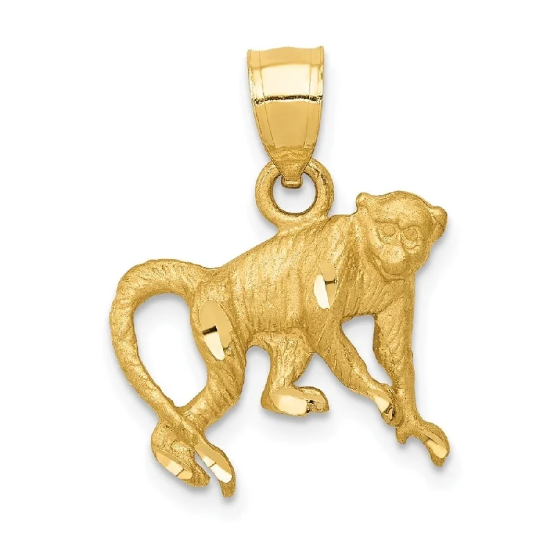 classic gemstone pendants for necklaces -Diamond2Deal 14K Yellow Gold Diamond-cut Monkey Pendant (L- 22 mm, W- 17 mm)