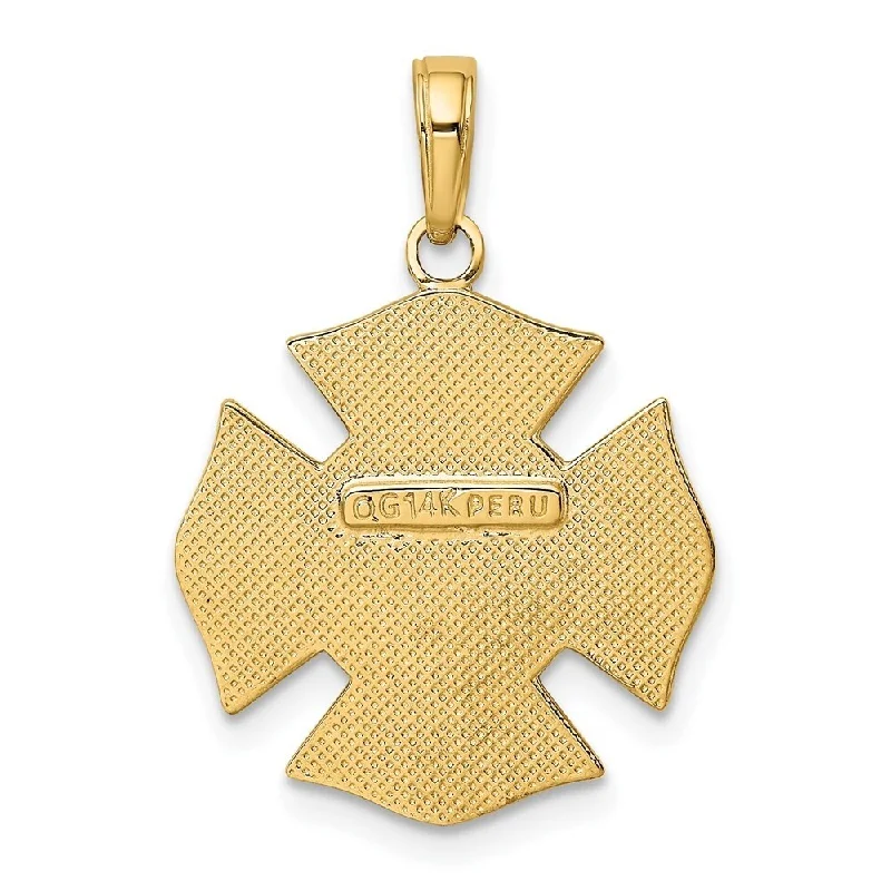 designer chain necklaces for men -Diamond2Deal 14K Yellow Gold Fire Department Badge Pendant (L- 23 mm, W- 20 mm)