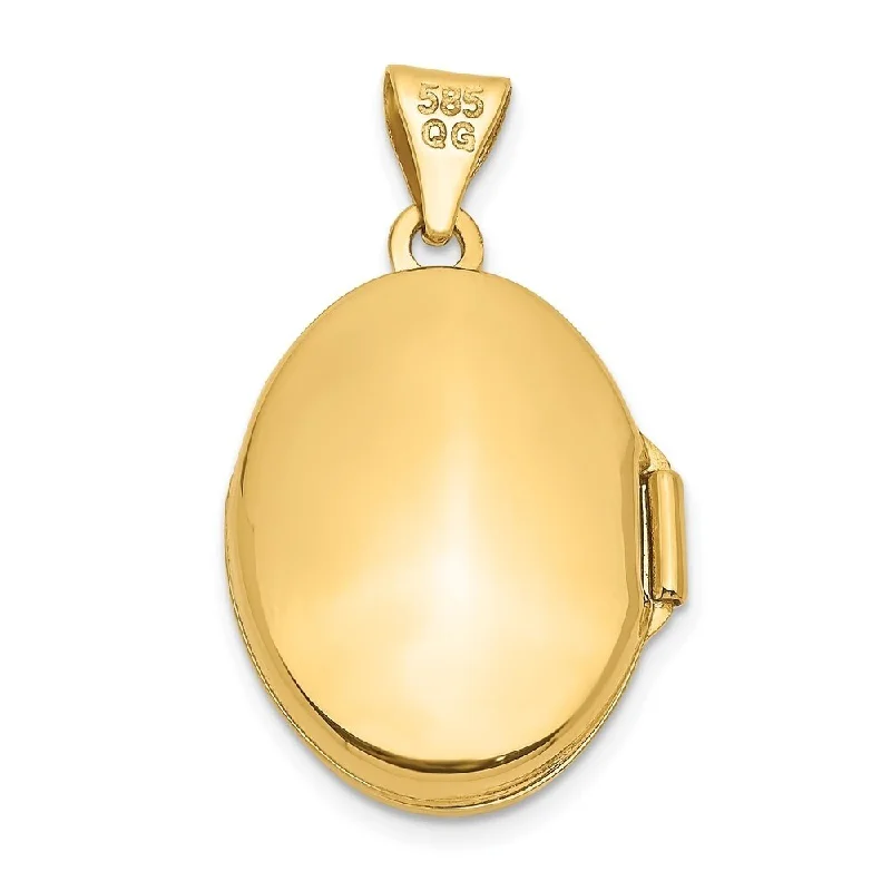 trendy necklaces with charms -Diamond2Deal 14k Yellow Gold Floral Oval Locket (W- 14 mm, L- 24 mm)