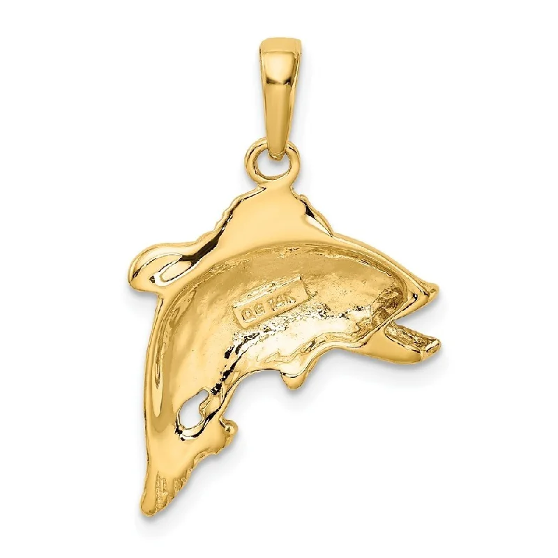 personalized name necklaces for women -Diamond2Deal 14K Yellow Gold Jumping Bass Fish Pendant (L- 25 mm, W- 17 mm)