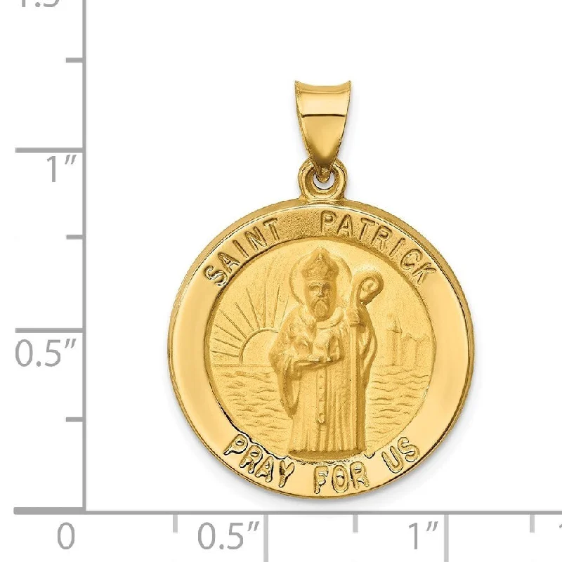 unique gold chain necklaces -Diamond2Deal 14K Yellow Gold Polished and Satin St. Patrick Medal Pendant (L- 25 mm, W- 23 mm)