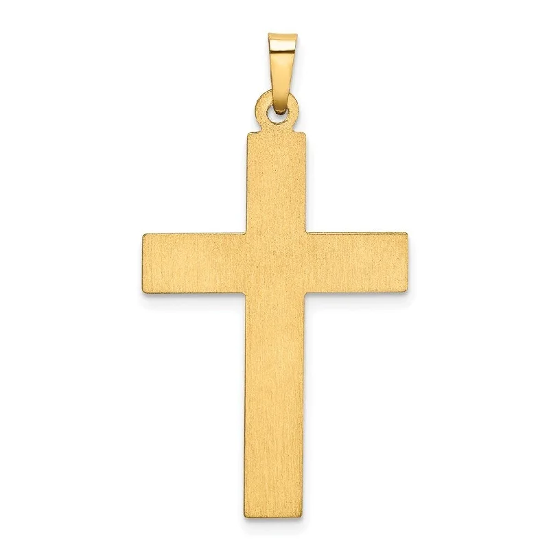 women's personalized gold necklaces -Diamond2Deal 14K Yellow Gold Rhodium Plated Satin Cross Pendant (L- 36.2 mm, W- 20.12 mm)