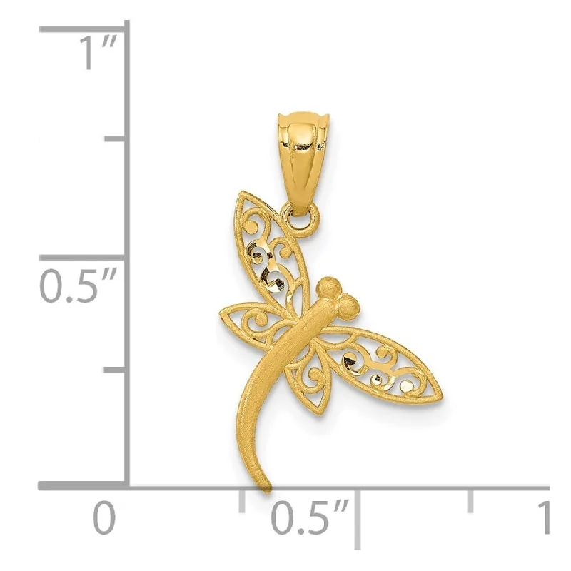 unique silver necklaces for women -Diamond2Deal 14K Yellow Gold Satin Dragonfly Pendant (L- 21 mm, W- 13 mm)