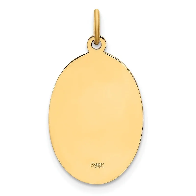 custom necklaces for Valentine's Day -Diamond2Deal 14K Yellow Gold Satin Small Oval St. Christopher Medal, (L- 23.5 mm, W- 13.75 mm)