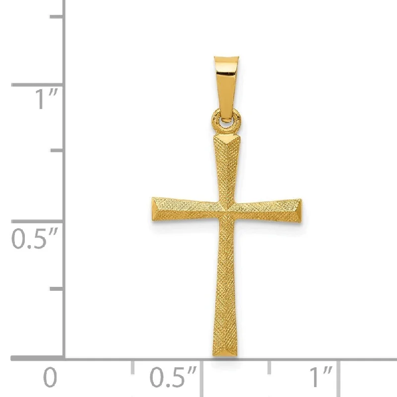 custom gold necklaces with crystals -Diamond2Deal 14K Yellow Gold Textured and Polished Latin Cross Pendant