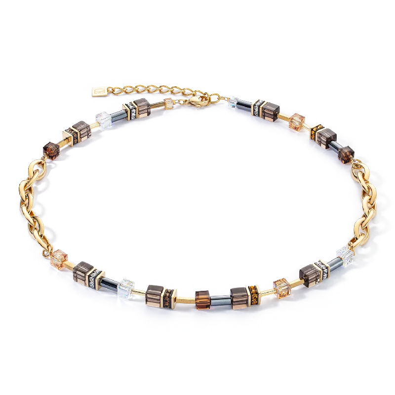 chunky gold necklaces for men -GeoCUBE® Chunky Chain necklace gold-brown