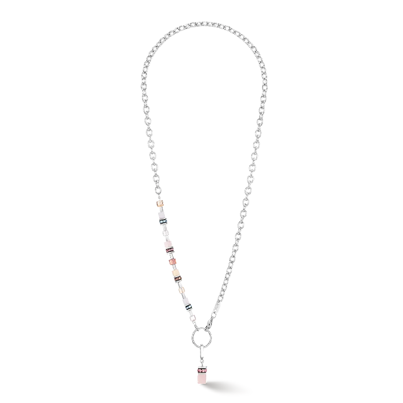 classic silver necklaces with gemstones -GeoCUBE® Fusion Charm necklace silver-pastel