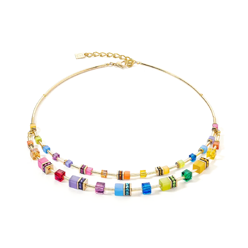 fashion charm necklaces for women -GeoCUBE® Iconic Layer necklace gold-rainbow