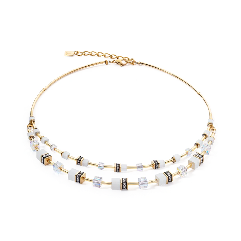 simple custom necklaces for women -GeoCUBE® Iconic Layer necklace gold-white