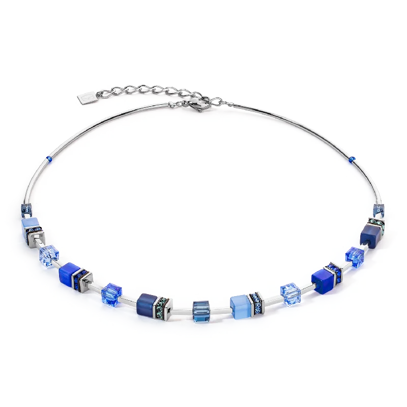 pearl necklaces with silver clasps -GeoCUBE® Iconic Lite Necklace Blue