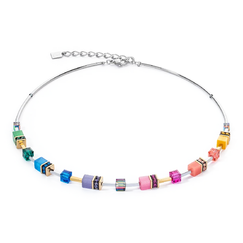 trendy diamond necklaces with gold -GeoCUBE® Iconic Lite Necklace Rainbow