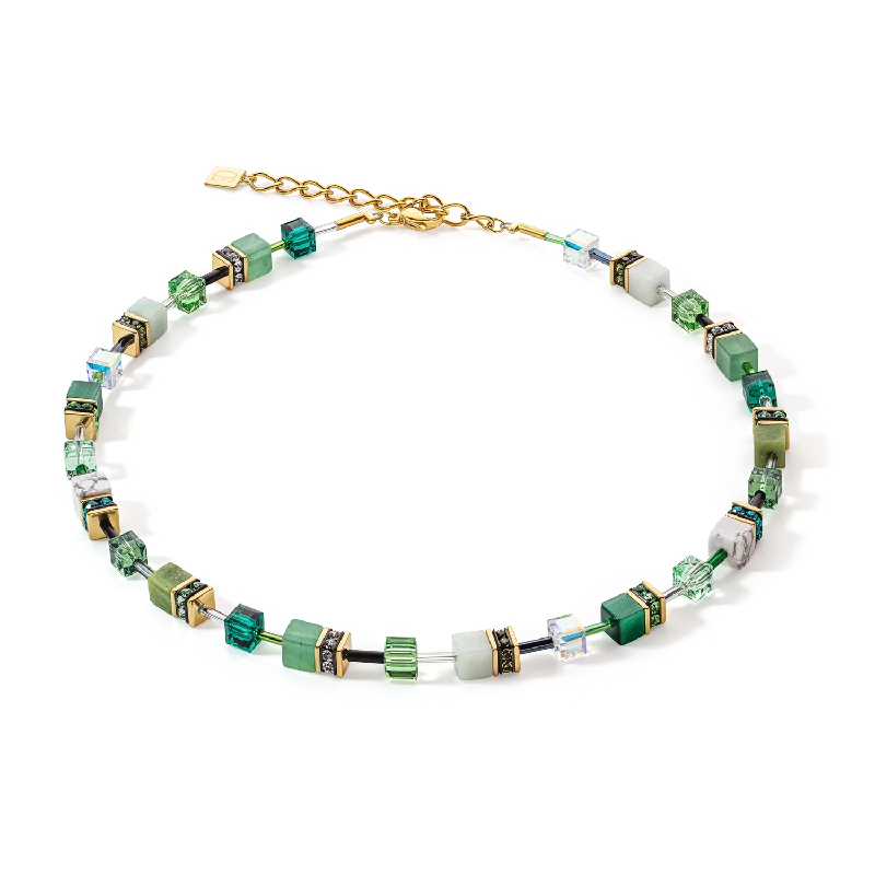 unique silver necklaces for women -GeoCUBE® Iconic Precious necklace green