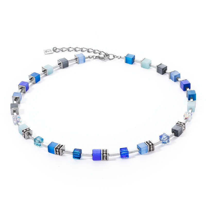 pearl necklaces with delicate chains -GeoCUBE® Iconic Pure Necklace Blue