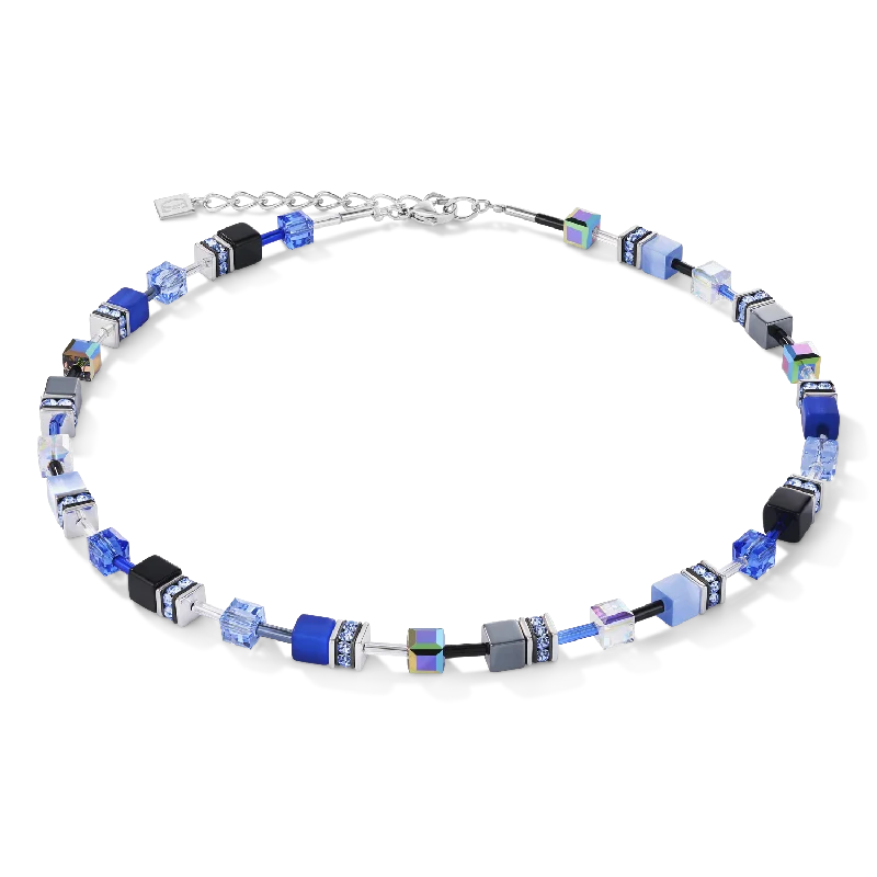 high-end gold necklaces for women -GeoCUBE® Necklace cobalt blue