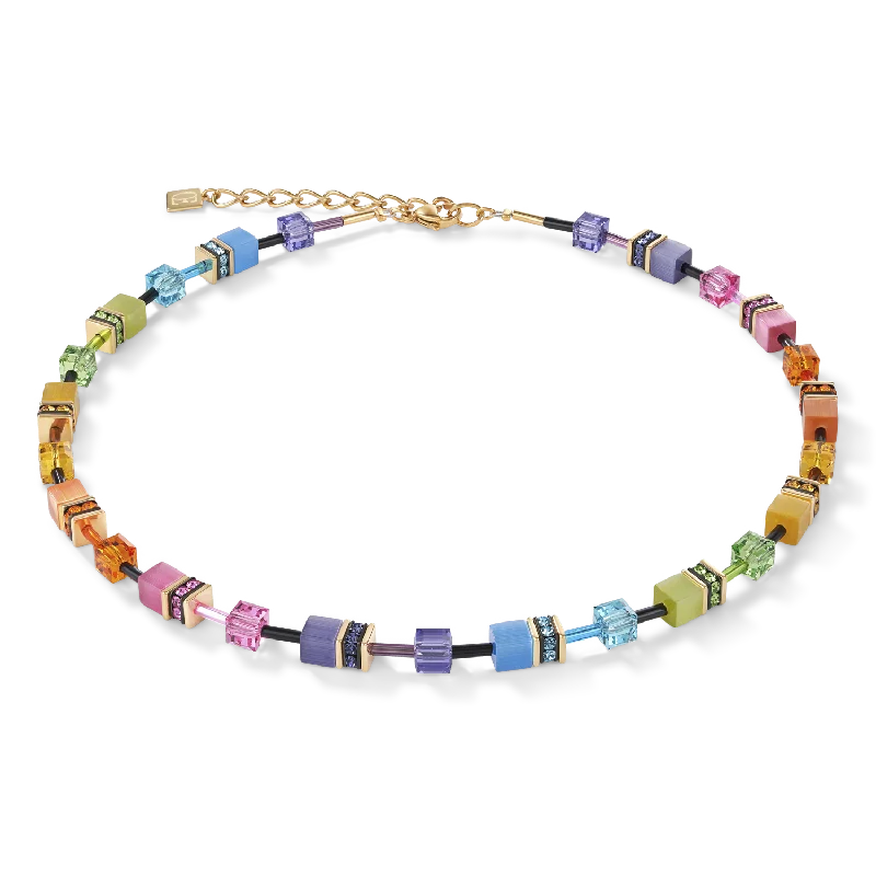 matching necklaces for engagement gifts -GeoCUBE® Necklace multicolour rainbow gold