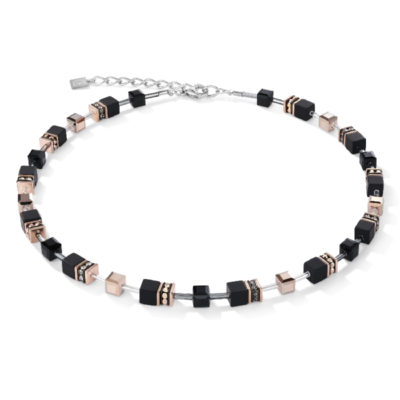 simple gemstone necklaces for women -GeoCUBE® Necklace onyx black-rose gold