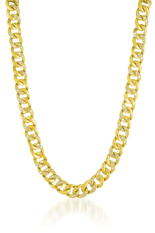 elegant necklaces for brides -Belleville Dual Golden and CZ Chain Necklace