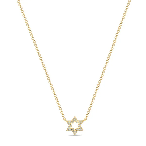 personalized name plate necklaces -EVIE OPEN STAR OF DAVID NECKLACE