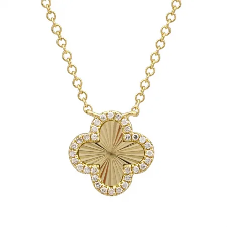 gold necklaces with name tags -LOLA FLUTED CLOVER NECKLACE