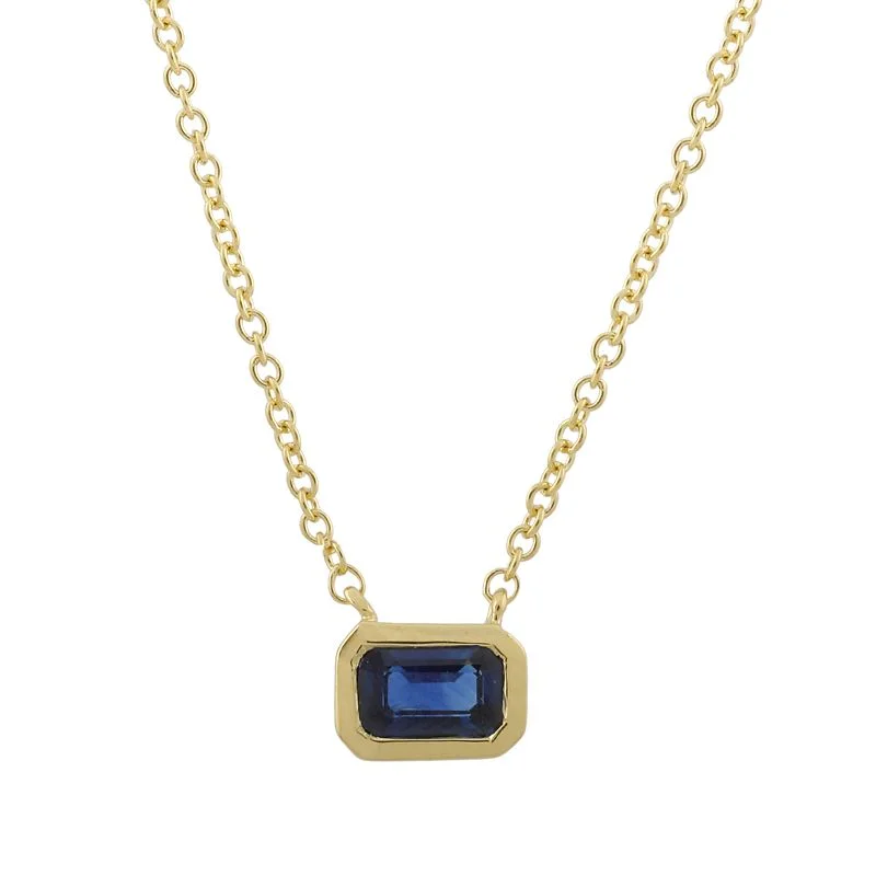 gold pendant necklaces for couples -MARIN BEZEL SET  SAPPHIRE NECKLACE