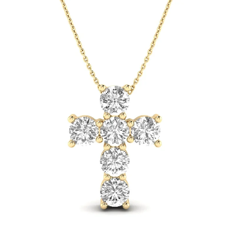 stylish pendant necklaces for men -Marquee 1/2 Carat TW Diamond Religious Cross Pendant in 14K Yellow Gold