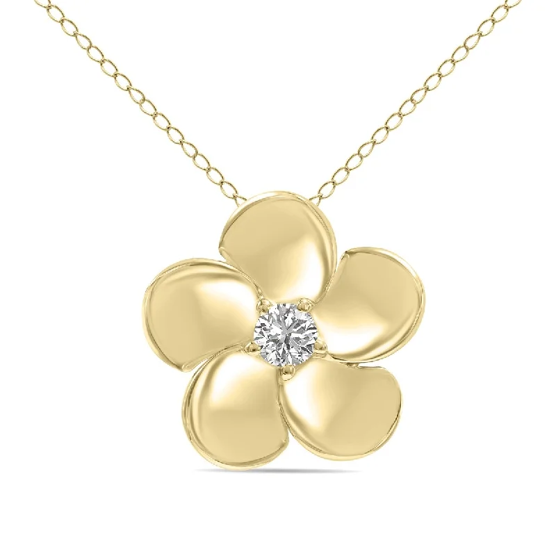 luxury custom necklaces -Marquee 1/3 CTW Lab Grown Diamond Flower Pendant in 10K Yellow Gold (F-G Color, VS1- VS2 Clarity)