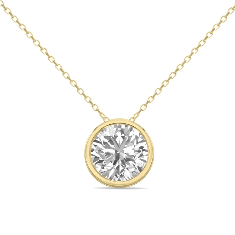 romantic gold pendants -Marquee 1.50 Carat Lab Grown Diamond Bezel Pendant in 14K Yellow Gold