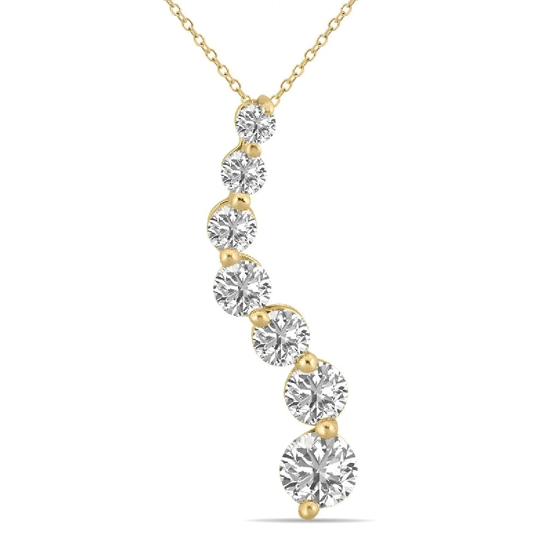 silver necklaces for special occasions -Marquee 1.50 CTW Lab Grown Diamond Journey Pendant in 14K Yellow Gold