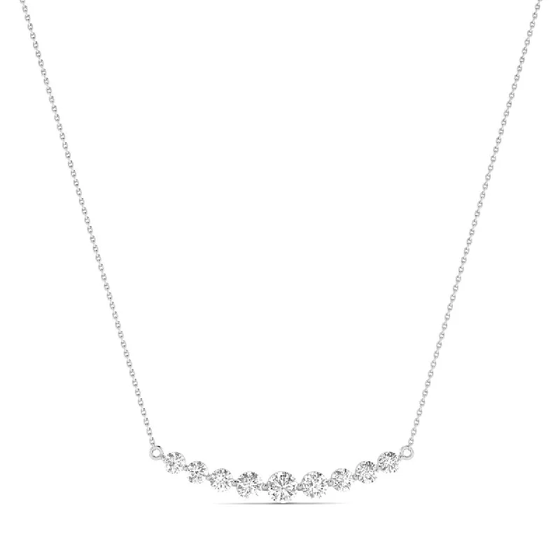 custom gemstone pendants -Marquee 1 Carat TW 9 Stone Diamond Bar Necklace in 14K White Gold