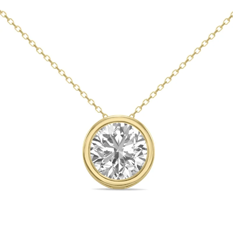 personalized heart necklaces with names -Marquee 2 Carat Lab Grown Diamond Bezel Pendant in 14K Yellow Gold