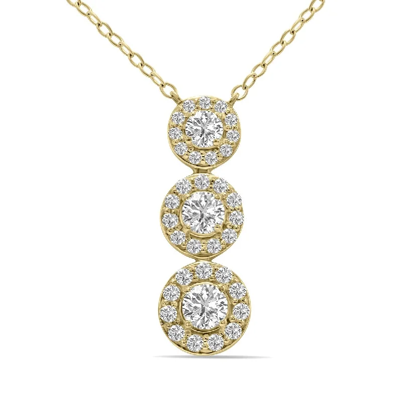 family tree necklaces for women -Marquee 3/4 CTW Lab Grown Diamond Pendant in 10K Yellow Gold (F-G Color, VS1- VS2 Clarity)