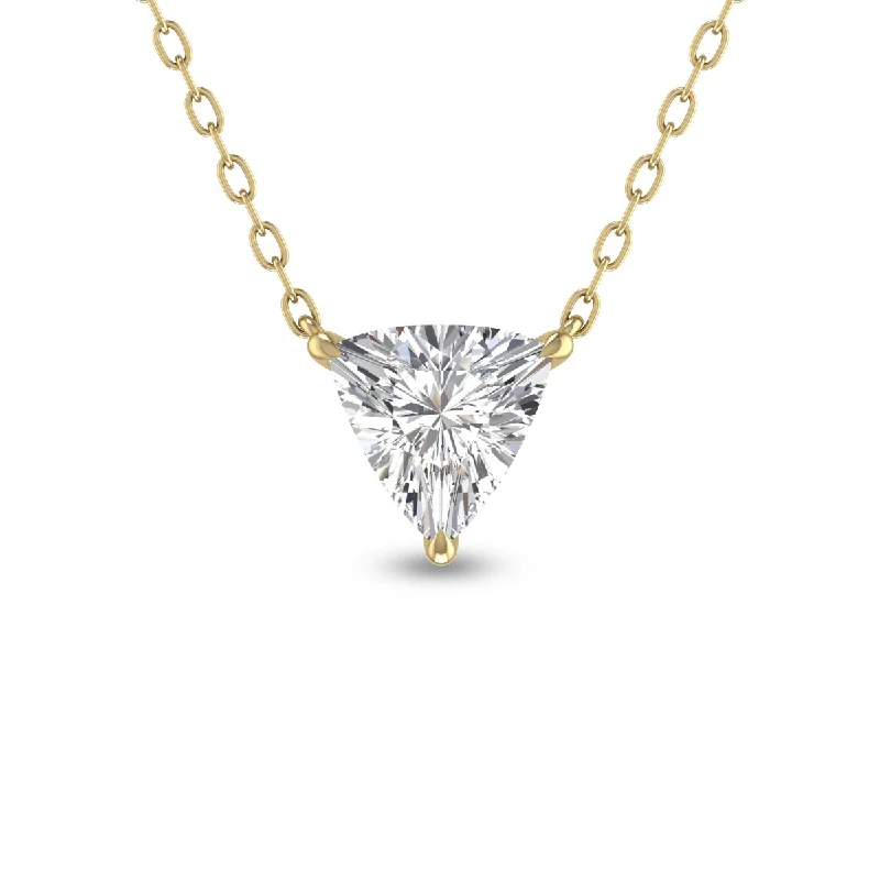 minimalist necklaces for weddings -Marquee Lab Grown 1/2 Carat Floating Trillion Shaped Diamond Solitaire Pendant in 14K Yellow Gold