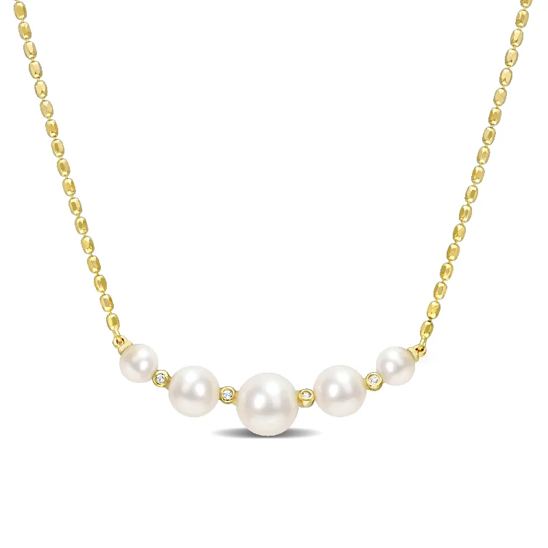 vintage silver necklaces for men -Miadora Freshwater Cultured Pearl & White Topaz Necklace in 18k Yellow Plated Sterling Silver