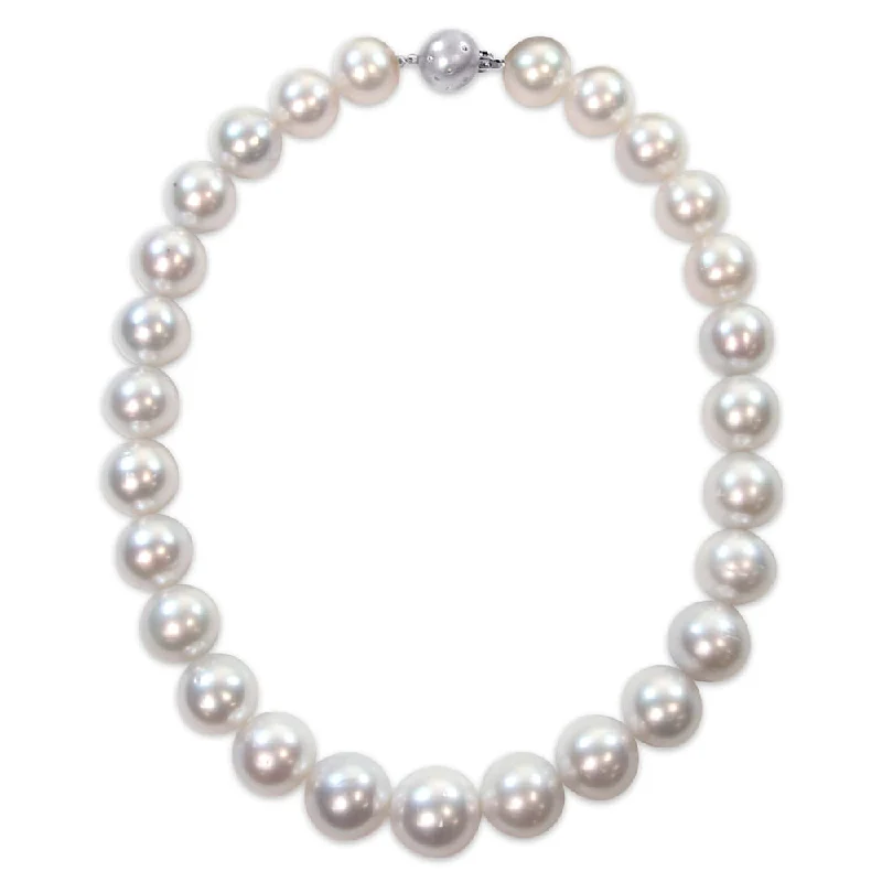 unique gemstone necklaces for mothers -Miadora Signature Collection 14k White Gold Semiround South Sea Graduated Pearl Necklace