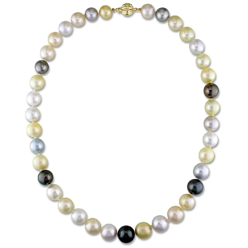 silver necklaces for kids -Miadora Signature Collection 14k Yellow Gold South Sea and Tahitian Pearl Necklace (9-12 mm)