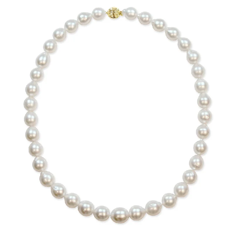 gemstone necklaces with pearls -Miadora Signature Collection 14k Yellow Gold South Sea Pearl Graduated Strand Necklace (9-11 mm) - White