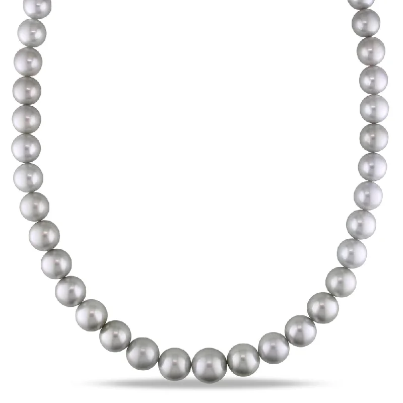 gemstone necklaces for special gifts -Miadora Tahitian Pearl Cultured Necklace with 14k White Gold Ball Clasp (9-12 mm)